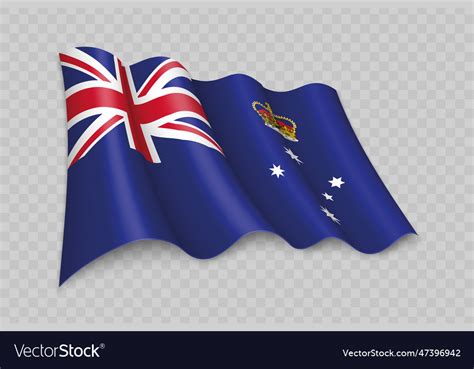 3d realistic waving flag of victoria is a state Vector Image