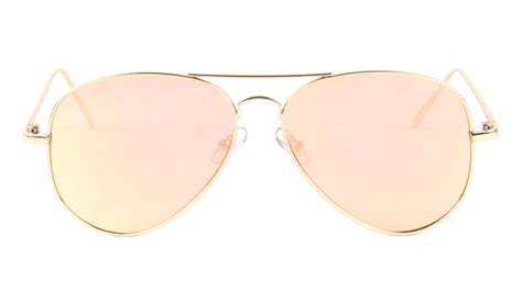 Gold Frame Aviator Sunglasses with Rose Gold Lens