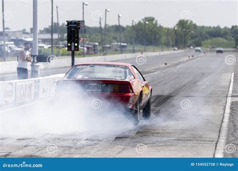 Camaro Burnout On The Race Track At The Starting Line Editorial Stock