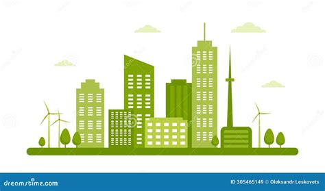 Green Eco City Illustration Of Ecology And Smart City Ecology And Eco