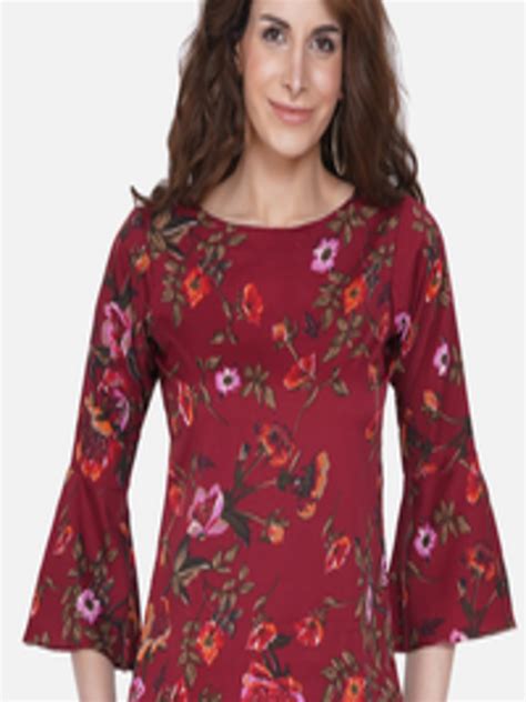 Buy Riya Maroon Floral Print Crepe Top Tops For Women 19171728 Myntra