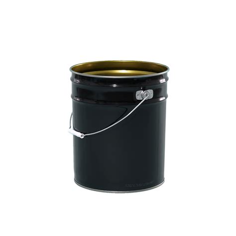 Gallon Black Gauge Metal Open Head Pail W Rust Inhibitor Lining