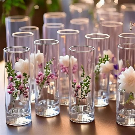 Set Of 6 Mini Glass Cylinder Vases