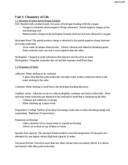 Ap Biology All Units Summary Notes Studylast