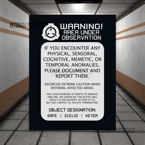 Blue Warning Sign Poster Scp Foundation Unlimited Series Etsy