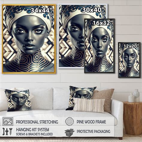 Designart Beautiful Contemporary African Retro Woman I African American Framed Canvas Wall Art