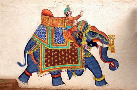 Download Wall Painting Of Elephant At City Palace Udaipur Stock Image Image 6042303