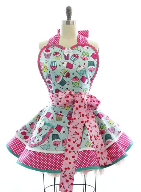 Retro Apron Cherry Cupcake Sexy Womans Aprons Vintage