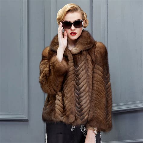 Genuine Mink Fur Coat Women Luxury Fur Jacket Russia Sable Mink Marten Real Fur Coats High End