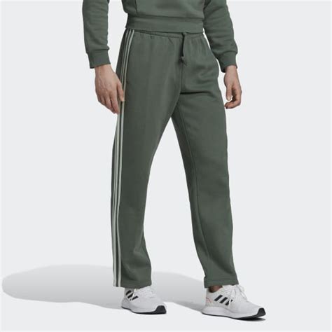 Adidas Essentials Fleece Open Hem 3 Stripes Pants Green Free