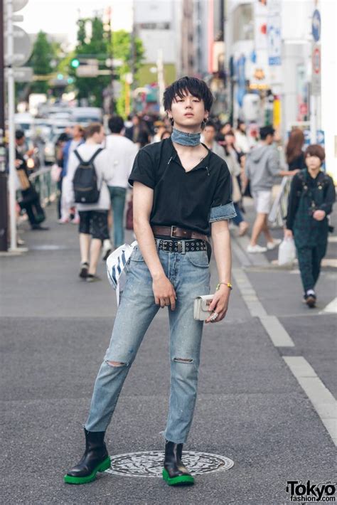 Harajuku Male Model In Denim Street Style W Levis Kenzo X H M Comme