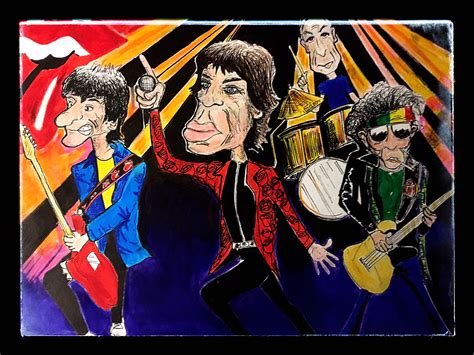 Rolling Stones Art Print Hand Drawn Illustration Mick Etsy Uk