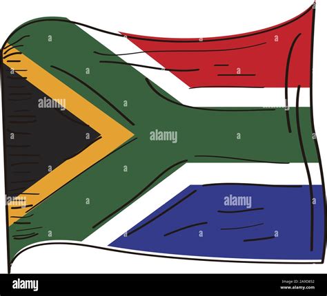 Flag of South Africa. Hand drawing - Vector illustration Stock Vector ...