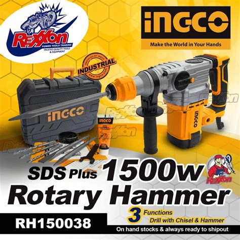 Ingco Sds Plus 1500w Rotary Hammer With 5pcs Accessories Rh150038 Rexxon Power Tools Trading