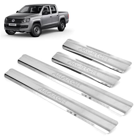 Soleira Inox Cromada Alto Relevo Amarok Cabine Dupla 2021 No Shoptime