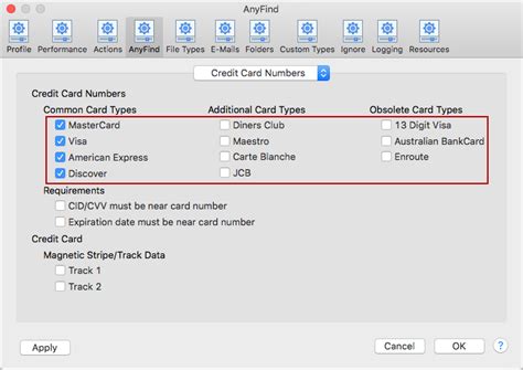 Specifying Credit Card Types