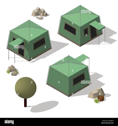 Isometric Set Of Tourist Tents Stock Vector Image Art Alamy