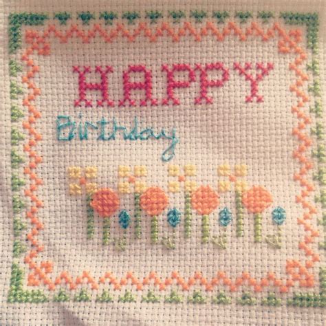 Simple Happy Birthday Cross Stitch Gift