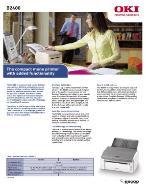 Fillable Online The Compact Mono Printer With Added Functionality Fax