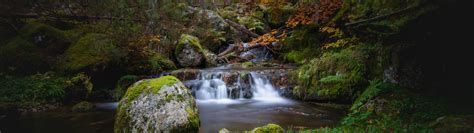 Waterfall Wallpaper 4K, Autumn, Foliage, Forest, Woods