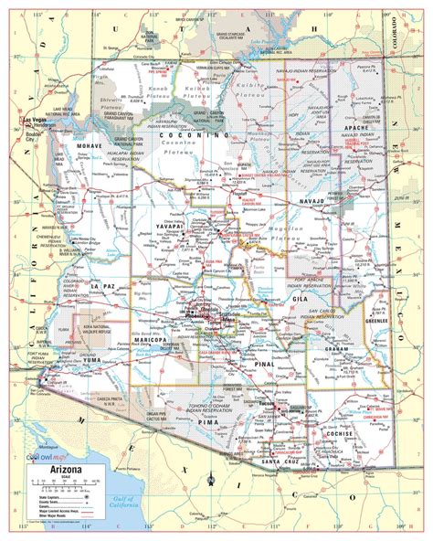 Arizona State Wall Map Large Print Poster 24x30 Etsy