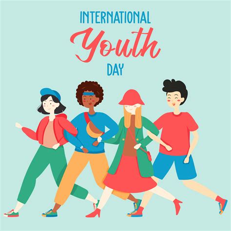 Happy International Youth Day Teen People Group Of Diverse Young Girls