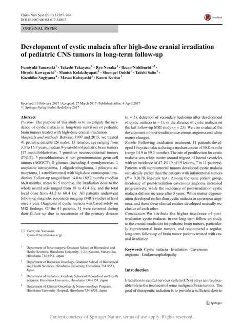 Development Of Cystic Malacia After High Dose Cranial Irradiation Of