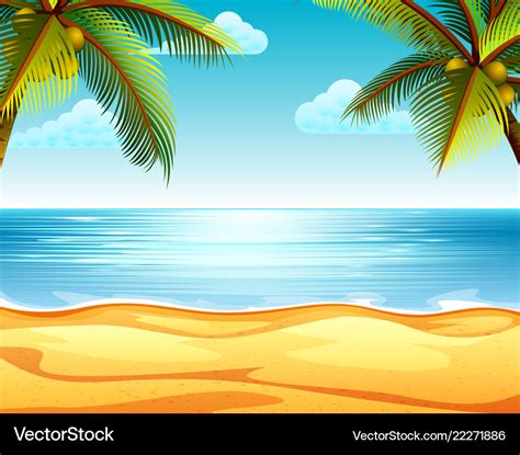 Tropical Beach View With Sandy Beach Royalty Free Vector