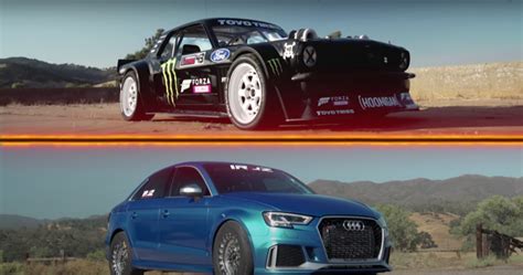 World’s Fastest Audi RS3 Drag Races Ken Block’s 1400-HP Mustang Hoonicorn