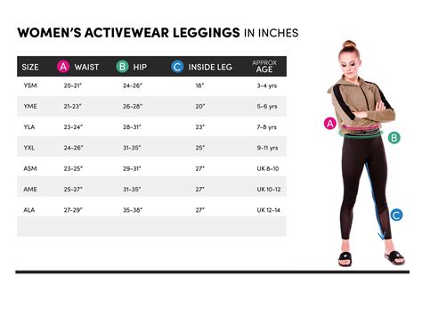 Womens leggings size guide — Quatro Apparel Inc