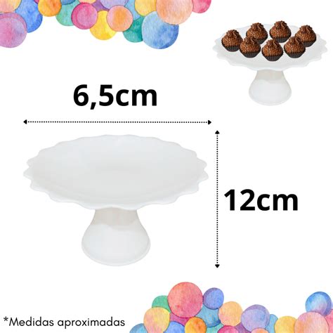 Kit Decoração De Festa 2 Vasos Flores 1 Boleira Redonda 27cm 4 Mini