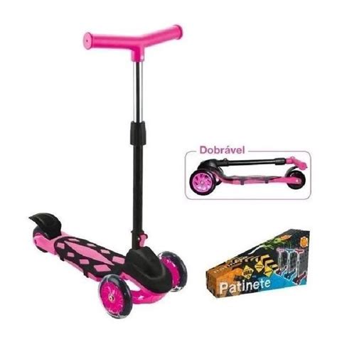 Patinete Radical Power Rosa Ajust Vel A Dobr Vel Rodas Dm Radical