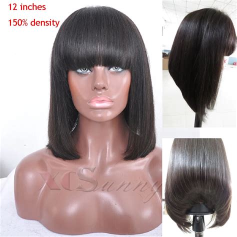 Double Drown Bob Wigs 150 Density Human Hair Full Lace Wigs Brazilian