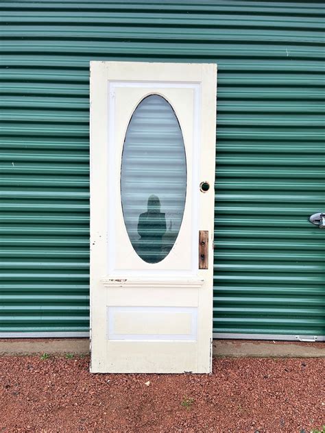 Antique Wood Beveled Oval Glass Entry Door Reclaimed Renovation Architectural Salvage 32 X 79