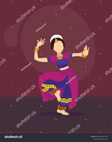 Graceful Bharatanatyam Dancer Different Mudras Graphic Stock Vector ...