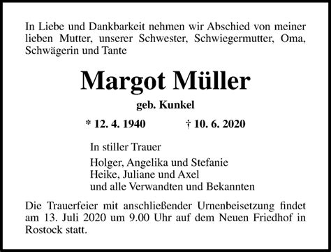 Traueranzeigen Von Margot M Ller Trauer Anzeigen De