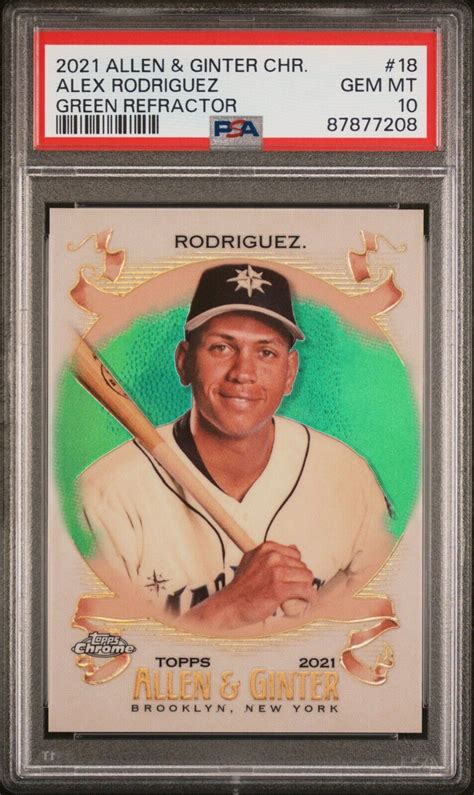 Topps Allen Ginter S Chrome Green Refractor Alex Rodriguez