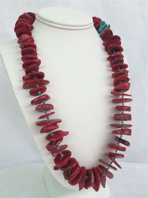 Handmade Coral Necklace Hand Knotted In Aqua Silk Thread 20 22 Mm