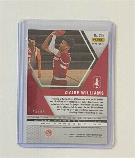 Chronicles Draft Mosaic Ziaire Williams Blue Prizm Rc