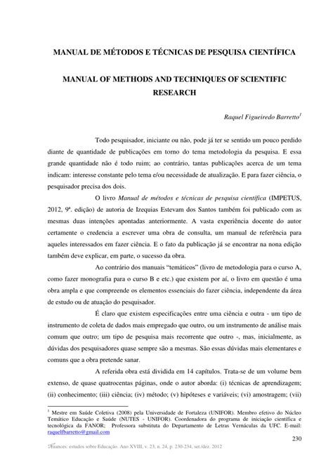 PDF MANUAL DE MÉTODOS E TÉCNICAS DE PESQUISA CIENTÍFICA