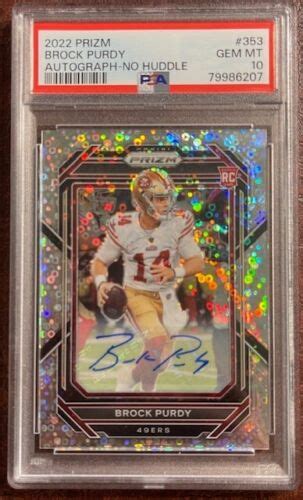 Brock Purdy Panini Prizm No Huddle Silver Disco Rookie Auto Psa