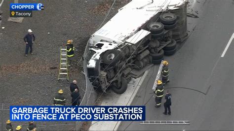 Garbage Truck Crashes Near Peco Substation In The Tacony Section Of