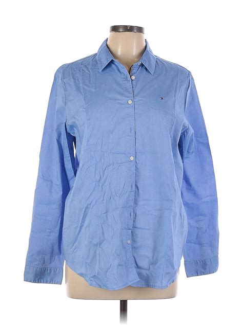 Tommy Hilfiger Blue Long Sleeve Button Down Shirt Size L 82 Off