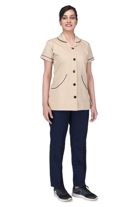 Top and Paint Plain NT02 Beige Black Female Nurse Uniform, For Hospital ...