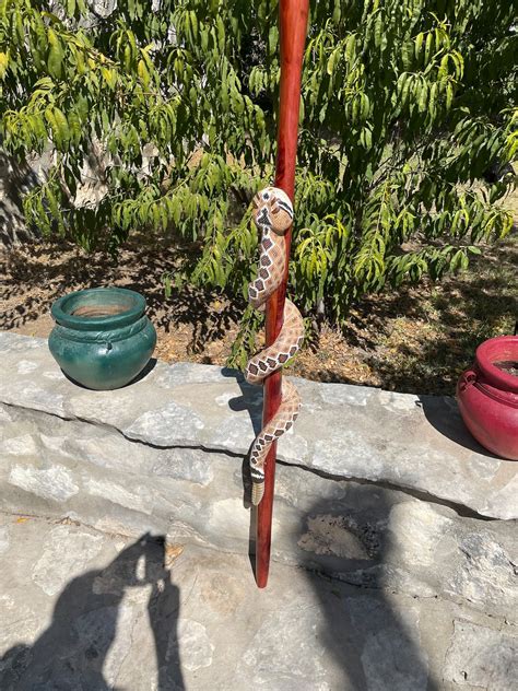 Rattlesnake Hiking Stick Snake Hiking Stick Carved Rattlesnake Hiking