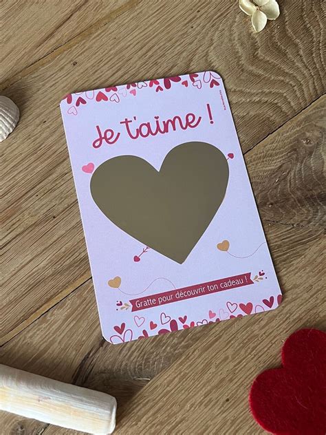 Carte Cadeau à Gratter Personnalisée Joyeuse Saint Valentin Je Taime