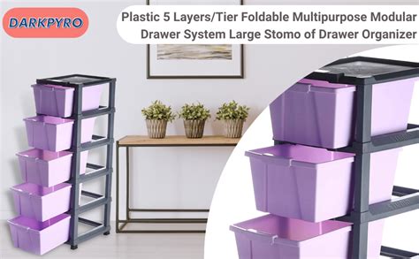 Darkpyro 5 Layer Foldable Plastic Modular Drawer System Large Stomo