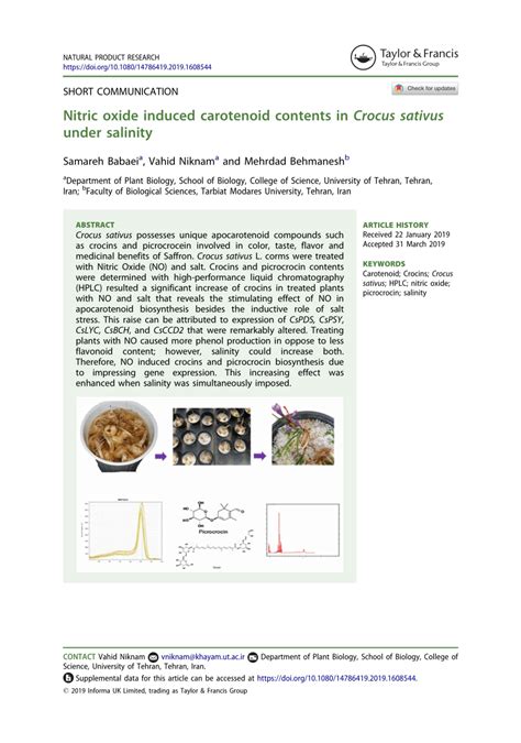 PDF Comparative Effects Of Nitric Oxide And Salicylic Acid On