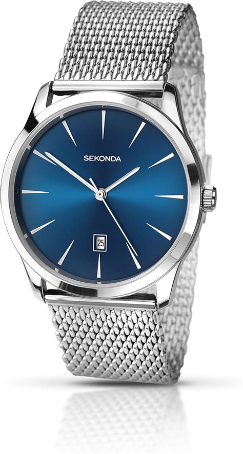 Sekonda Men S Quartz Watch With Blue Dial Analogue Display And Silver