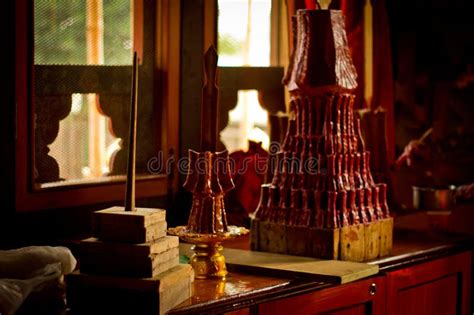 Buddhist Monk Candles Of Bhutan Temple I Stock Photo Image Of Colour